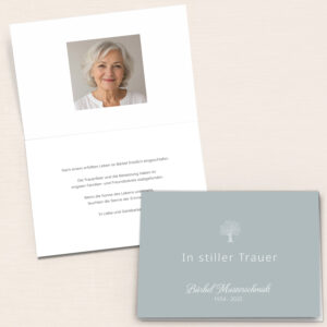 Personalisierbare Trauerkarte mit Lebensbaum als Klappkarte
