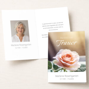 Personalisierbare Trauerkarte mit Rose als Klappkarte